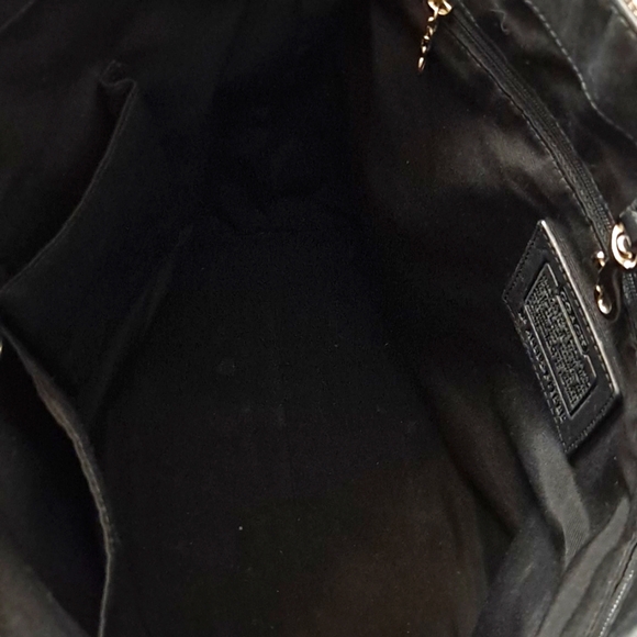 Coach Signature Canvas Leather Tote Shoulder Handbag Bag Grey/Black F11666 - Picture 10 of 10